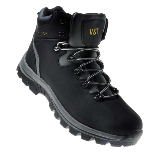 Solidne męskie buty z ociepleniem V&T Black/Grey- Outlet /D3-2 7036 S592/ Pantofelek24 46 pantofelek24.pl promocyjna cena