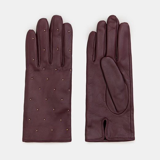 Mohito - Skórzane rękawiczki z nitami - Bordowy Mohito M Mohito