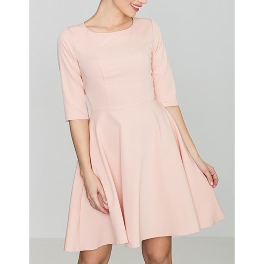 Sukienka Lenitif midi różowa z długim rękawem 