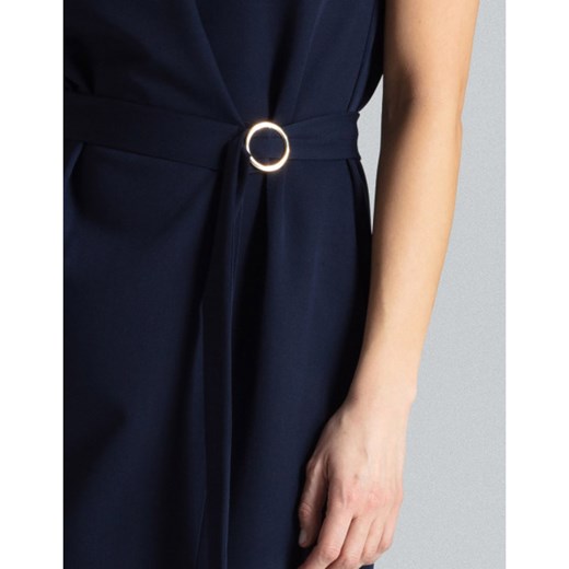 Sukienka Lenitif bez wzorów ołówkowa niebieska midi 