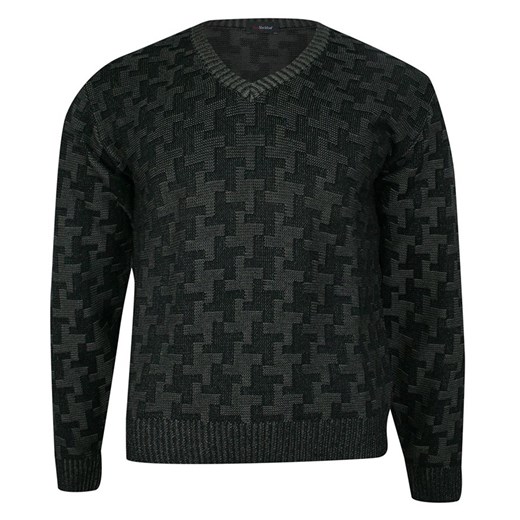 Sweter Czarny w Serek, Wzór Geometryczny, Dekolt V-neck, Elegancki -MAX SHELDON- Męski SWKNGS67706czarny ze sklepu JegoSzafa.pl w kategorii Swetry męskie - zdjęcie 100299061