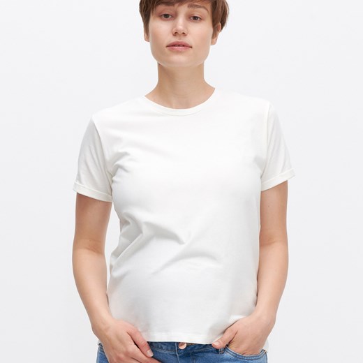 Reserved - T-shirt z bawełny organicznej - Kremowy Reserved M Reserved