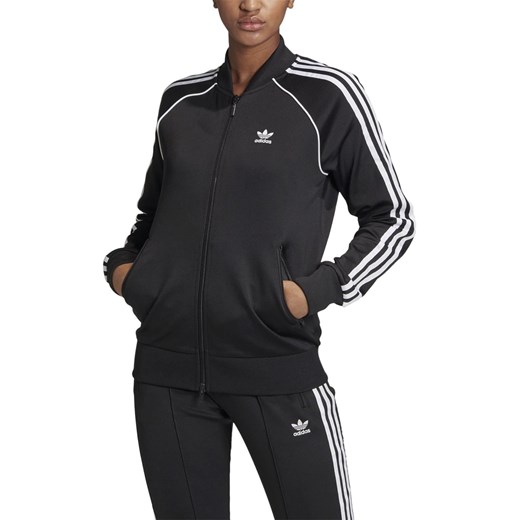 Bluza damska Adidas czarna z nadrukami krótka w sportowym stylu 