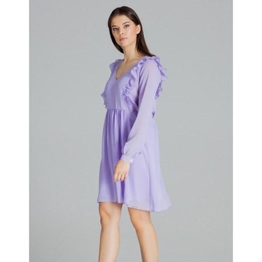 Sukienka fioletowa Lenitif z długimi rękawami 