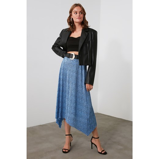 Trendyol Blue Pleated Knitted Skirt Trendyol L Factcool