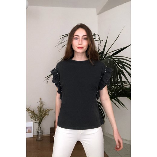 Trendyol Anthracite Washed Frilled Knitted Shirt Trendyol L Factcool