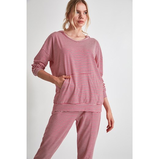 Trendyol Red Striped Hooded Knitted Pyjamas Set Trendyol XS Factcool