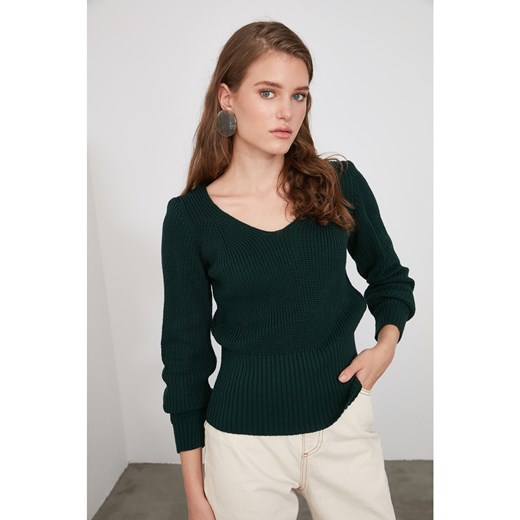 Trendyol Green V Collar Knit Sweater Trendyol M Factcool