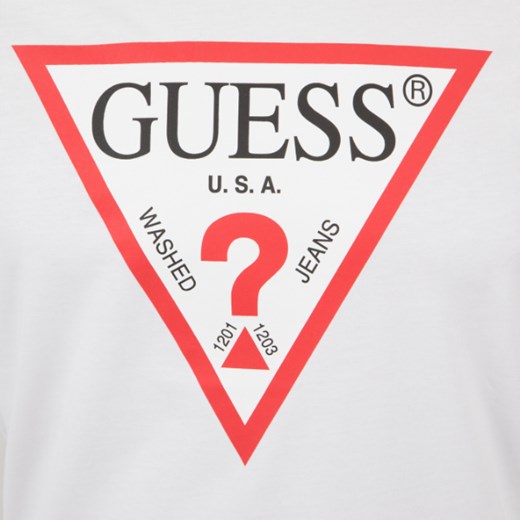 Biały t-shirt męski Guess z bawełny 