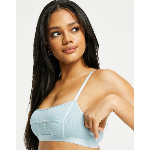 ASOS DESIGN – Ally – Bawełniana prążkowana braletka z ozdobnymi szwami w kolorze bladoniebieskim 38 Asos Poland