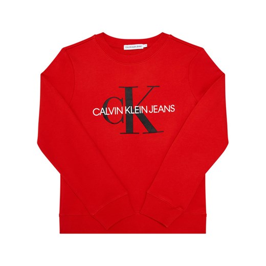Calvin Klein Jeans Bluza Unisex Monogram Logo IU0IU00069 Czerwony Regular Fit 14Y okazyjna cena MODIVO