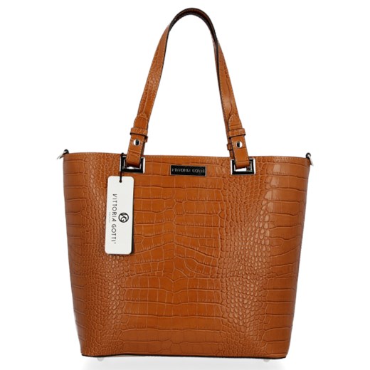 Shopper bag Vittoria Gotti elegancka mieszcząca a6 z tłoczeniem 