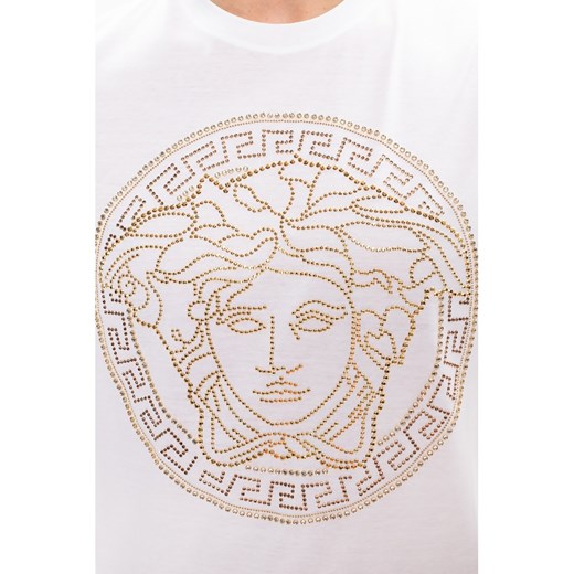T-shirt męski wielokolorowy Versace z krótkim rękawem z napisami 