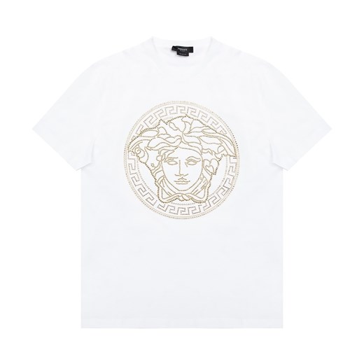 T-shirt męski wielokolorowy Versace z napisami z krótkim rękawem 