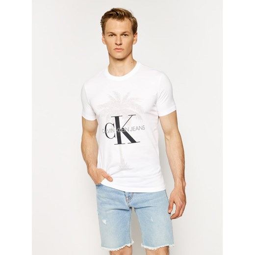 Calvin Klein Jeans T-Shirt J30J314769 Biały Slim Fit XL okazyjna cena MODIVO