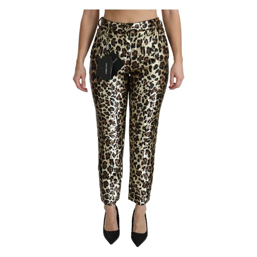 Leopard Sequined High Waist Pants Dolce & Gabbana 48 IT showroom.pl okazja