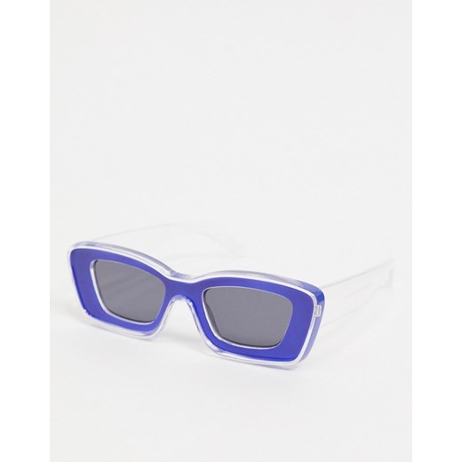 ASOS DESIGN – Niebiesko-przezroczyste okulary przeciwsłoneczne w masywnych oprawkach-Wielokolorowy One Size Asos Poland