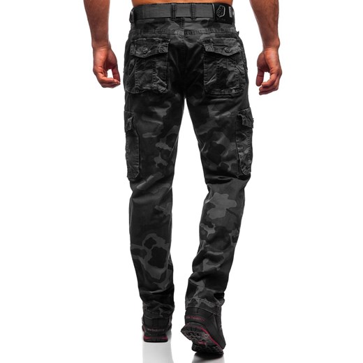 Grafitowe spodnie bojówki moro plus size męskie z paskiem Denley CT8501 2XL wyprzedaż Denley