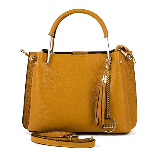 Skórzana torebka "Garda" w kolorze musztardowym - 26 x 21 x 13 cm Mia Tomazzi onesize Limango Polska
