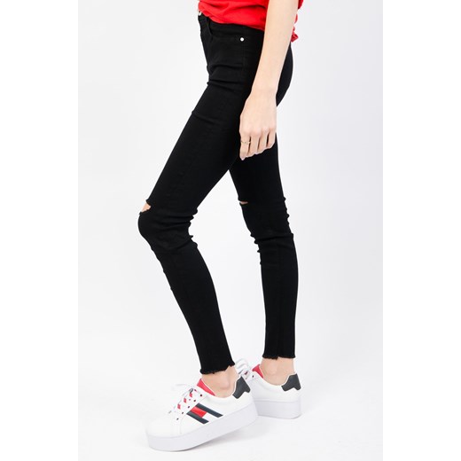 CZARNE SPODNIE SKINNY Z ROZCIĘCIEM NA KOLANACH Olika XS wyprzedaż olika.com.pl