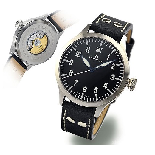NAV B-UHR Automatik Premium 44 mm - nowa cieńsza koperta steinhart-zegarki szary cienkie