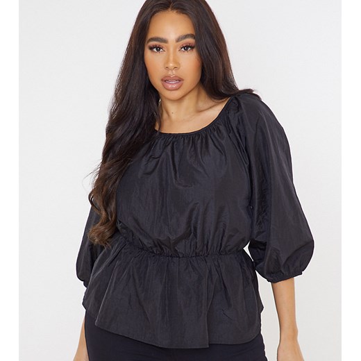 Missguided Plus – Czarny popelinowy top z ozdobnym marszczeniem Missguided Plus 44 Asos Poland