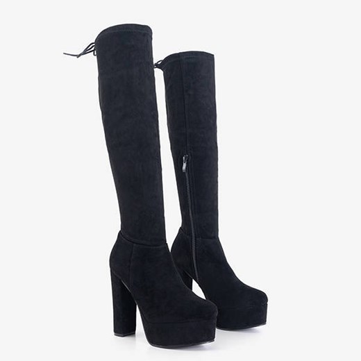 Czarne kozaki do kolana na wysokim obcasie Fagida - Obuwie Royalfashion.pl 39 royalfashion.pl