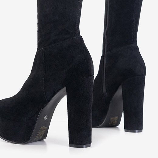 Czarne kozaki do kolana na wysokim obcasie Fagida - Obuwie Royalfashion.pl 37 royalfashion.pl