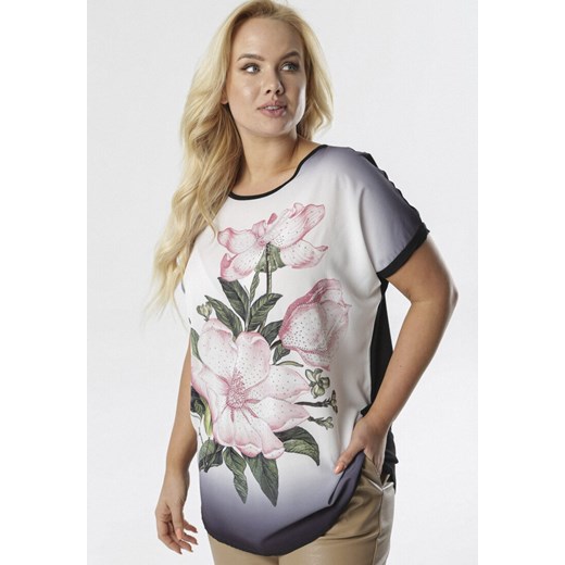 Czarno-Różowa Bluzka Echotina 3XL/4XL Born2be Odzież okazyjna cena