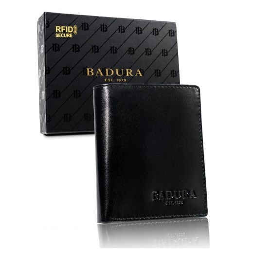 BADURA portfel meski skórzany ochrona RFID mały 99124 Skorzany