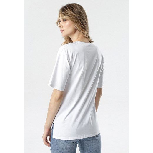 Biały T-shirt Crialacia L okazja Born2be Odzież