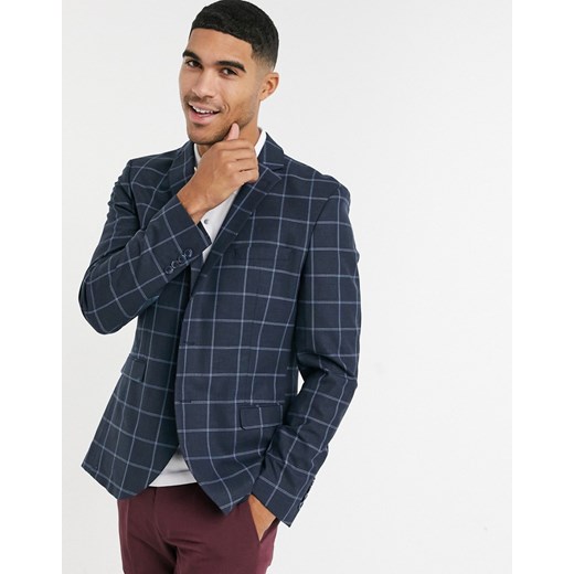 Selected Homme – Dopasowana marynarka garniturowa w kolorze granatowym w prostą kratkę Selected Homme 52 Asos Poland