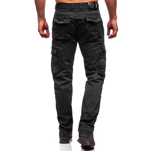Czarne spodnie bojówki męskie z paskiem Denley CT8905 XL Denley promocja