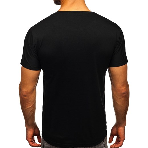 Czarny T-shirt męski z nadrukiem Denley KS2368 2XL wyprzedaż Denley