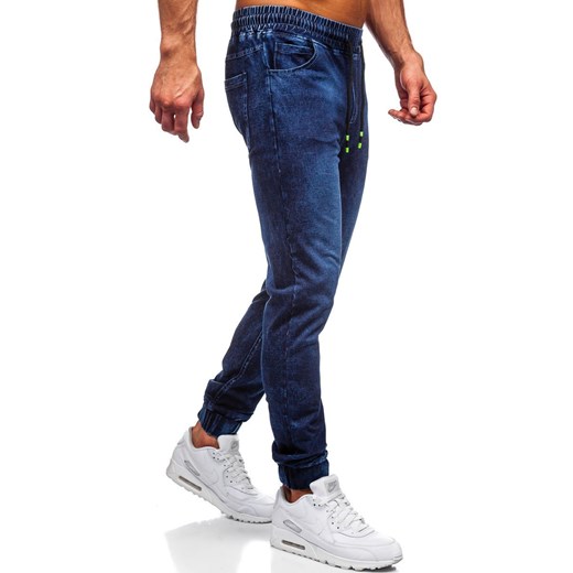 Granatowe spodnie jeansowe joggery męskie Denley NJ55003 M okazyjna cena Denley