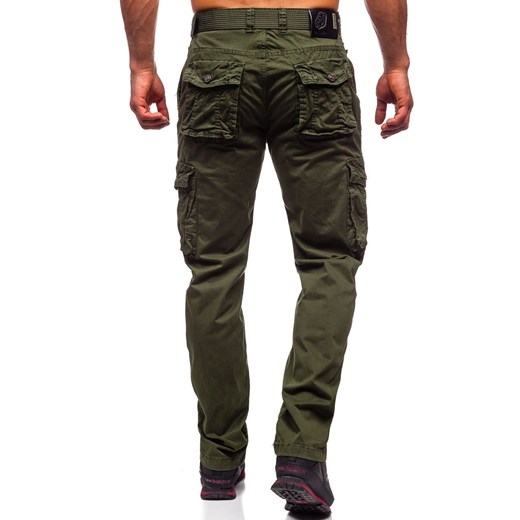 Zielone spodnie bojówki męskie z paskiem Denley CT8906 XL Denley okazja