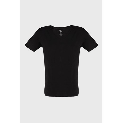 Czarny T-shirt z dekoltem V Cotton Nature czarny Ysabel Mora L okazja Astratex