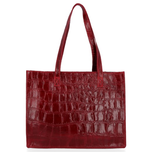 Vittoria Gotti shopper bag ze skóry czerwona bez dodatków 