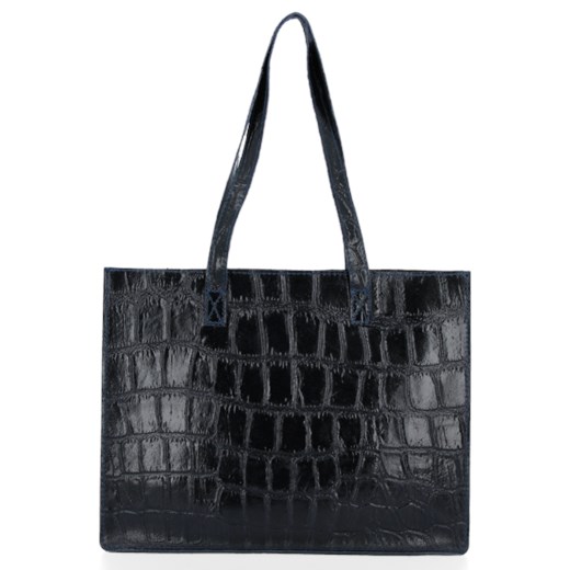 Shopper bag czarna Vittoria Gotti z tłoczeniem elegancka skórzana 