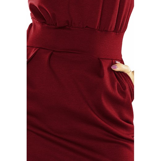 Sukienka czerwona Moda Dla Ciebie z krótkimi rękawami z elastanu midi 