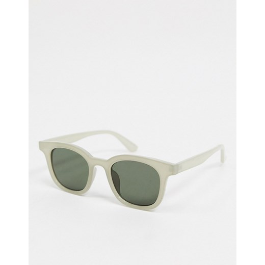 ASOS DESIGN – Kwadratowe okulary przeciwsłoneczne w kolorze szarym z zielonymi soczewkami No Size Asos Poland