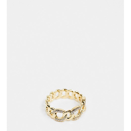 Orelia – Pozłacany pierścionek w kształcie grubego łańcucha z kryształkami-Złoty Orelia S/M Asos Poland