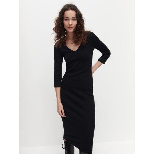 Reserved - Dopasowana sukienka z bawełny organicznej - Czarny Reserved XS Reserved