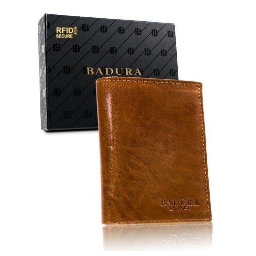 BADURA portfel męski skórzany ochrona RFID 99085 Skorzany