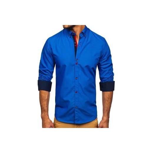  Wybierać Niebieska koszula męska z długim rękawem Bolf 20710 Denley Koszula męska Denley z długim rękawem