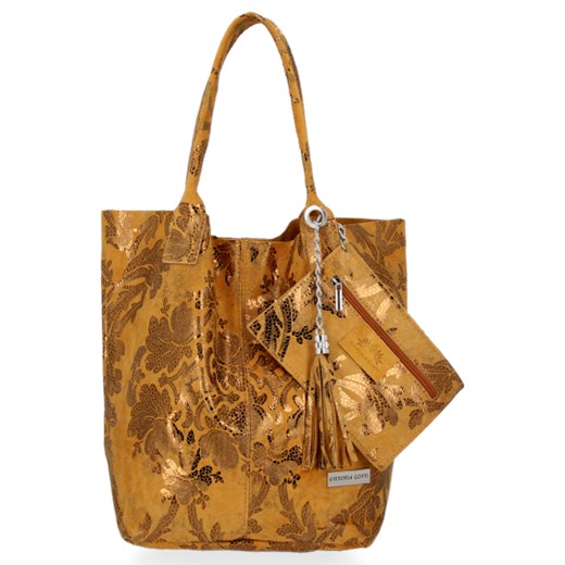 Shopper bag Vittoria Gotti duża z zamszu skórzana wakacyjna 