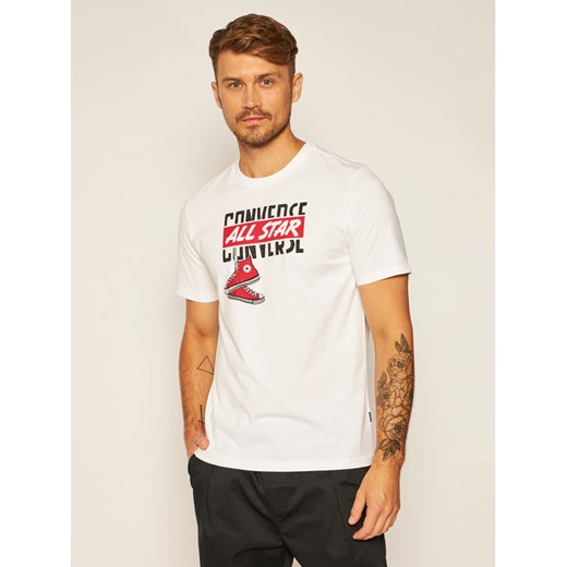 Converse T-Shirt Dangling Chuck 10020532-A02 Biały Regular Fit Converse XL MODIVO okazyjna cena