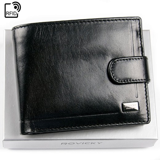 Czarny portfel męski skórzany ROVICKY CPR 022L BAR C RFID Rovicky okazyjna cena Galmark