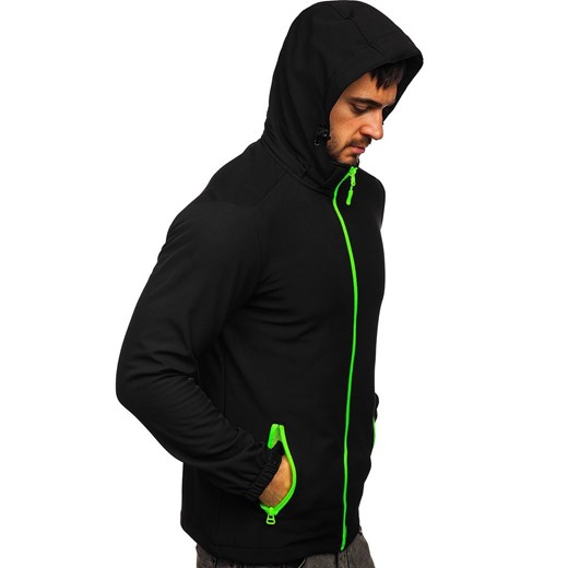 Czarno-zielona kurtka męska przejściowa softshell Denley HH017 L okazja Denley