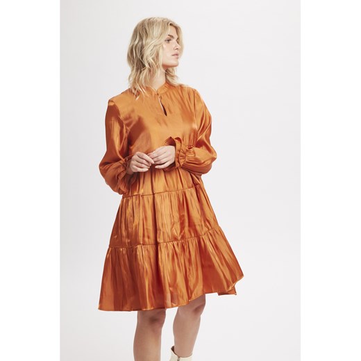 Karen By Simonsen sukienka oversize pomarańczowy z długim rękawem 